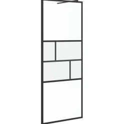 vidaXL Inloop Douche Wand Zwart 80 x 195 x 0,5 cm Glas en Aluminium