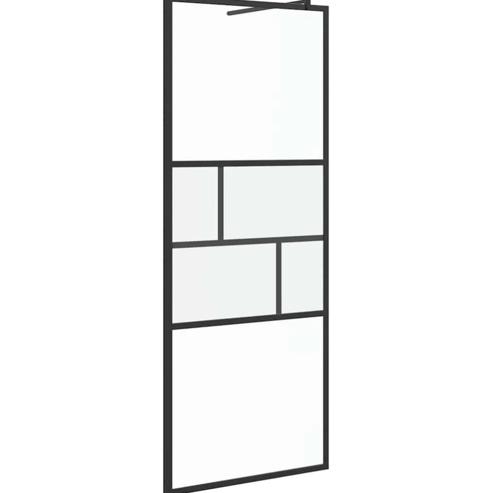 vidaXL Inloop Douche Wand Zwart 80 x 195 x 0,5 cm Glas en Aluminium