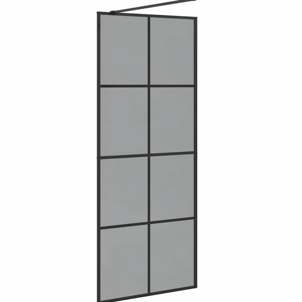 vidaXL Inloop Douche Wand Zwart 80 x 195 cm gehard glas