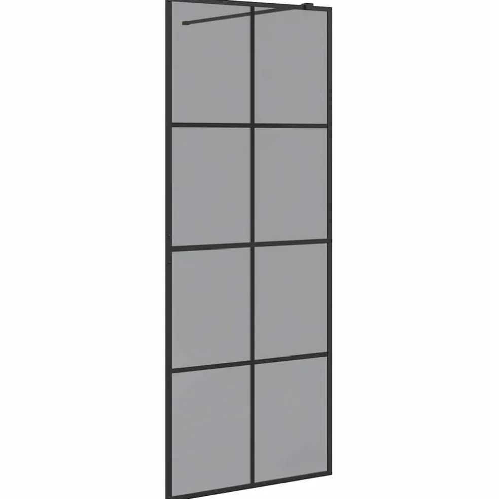 vidaXL Inloop Douche Wand Zwart 80 x 195 cm gehard glas