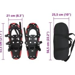 vidaXL 3 in 1 Sneeuwschoenen Rood en Zwart 53,5 x 21 cm