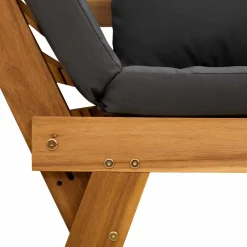 vidaXL 3-in-1 Tuinbank met Kussens Massief Acaciahout Donkergrijs