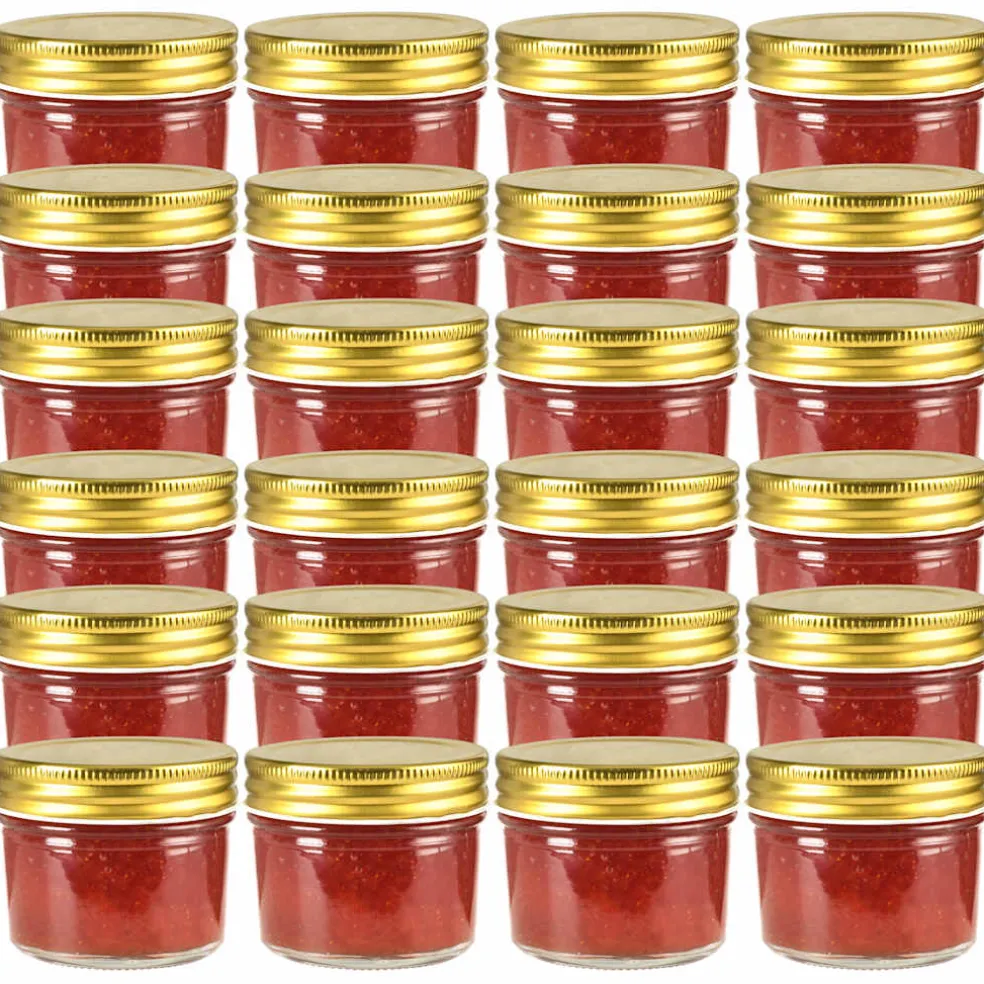vidaXL Jampotten met goudkleurige deksels 24 st 110 ml glas