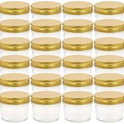 vidaXL Jampotten met goudkleurige deksels 24 st 110 ml glas