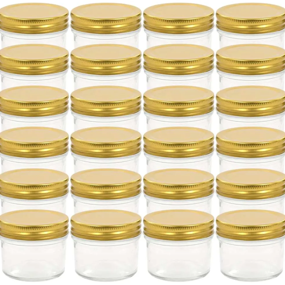 vidaXL Jampotten met goudkleurige deksels 24 st 110 ml glas