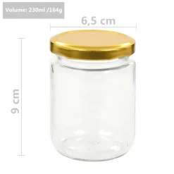 vidaXL Jampotten met goudkleurige deksels 48 st 230 ml glas