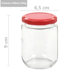 vidaXL Jampotten met rode deksels 48 st 230 ml glas