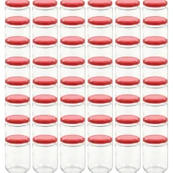 vidaXL Jampotten met rode deksels 48 st 230 ml glas