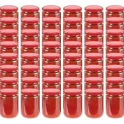 vidaXL Jampotten met rode deksels 48 st 230 ml glas