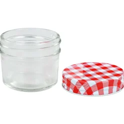 vidaXL Jampotten met wit met rode deksels 24 st 110 ml glas