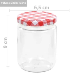 vidaXL Jampotten met wit met rode deksels 48 st 230 ml glas