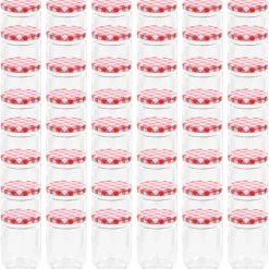 vidaXL Jampotten met wit met rode deksels 48 st 230 ml glas