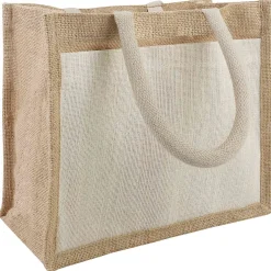 vidaXL Jute handtassen met zak 5 Natuurlijk en Wit 26 x 22 x 14 cm
