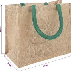 vidaXL Jute handtassen 5 Natuurlijk en Groen 26 x 22 x 14 cm