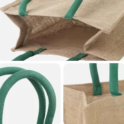 vidaXL Jute handtassen 5 Natuurlijk en Groen 26 x 22 x 14 cm