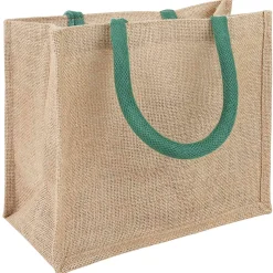 vidaXL Jute handtassen 5 Natuurlijk en Groen 26 x 22 x 14 cm