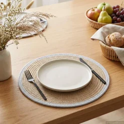 vidaXL Jute placematten 4 st Natuurlijk en Wit 100% Tossa Jute
