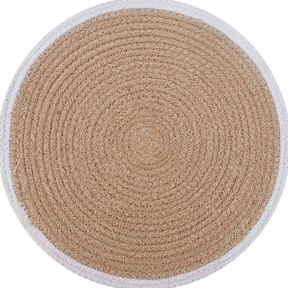 vidaXL Jute placematten 4 st Natuurlijk en Wit 100% Tossa Jute