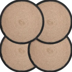 vidaXL Jute placematten 4 st Naturel en Zwart 100% Tossa Jute