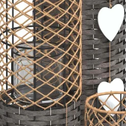 vidaXL Kaarsenhouders 3 st wicker grijs