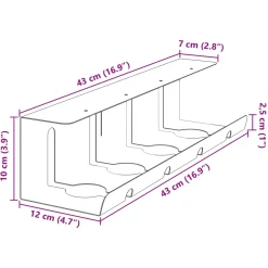 vidaXL Kabelgoot voor onder bureau 2 st Wit 43 x 12 x 10 cm Staal