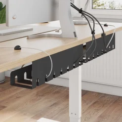 vidaXL Kabelgoot voor onder bureau 2 st Zwart 43 x 10 x 10 cm Staal