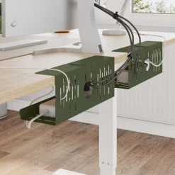 vidaXL Kabelgoot voor onder bureau 2 st Olijfgroen 35 x 12 x 13 cm