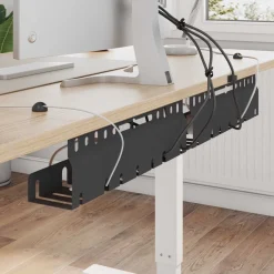 vidaXL Kabelgoot voor onder bureau 2 st Zwart 43 x 9 x 11 cm Staal
