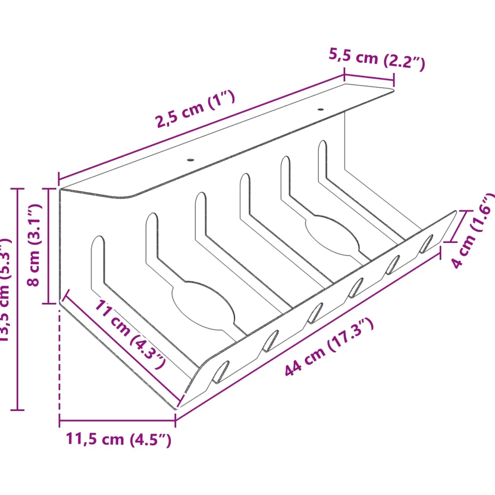 vidaXL Kabelgoot voor onder bureau 2 st Olijfgroen 44 x 11,5 x 13,5 cm