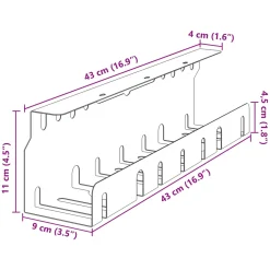 vidaXL Kabelgoot voor onder bureau 2 st Olijfgroen 43 x 9 x 11 cm
