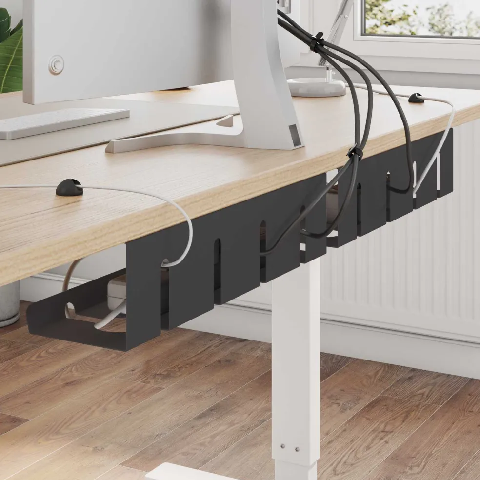 vidaXL Kabelgoot voor onder bureau 2 st Zwart 43 x 12 x 10 cm Staal