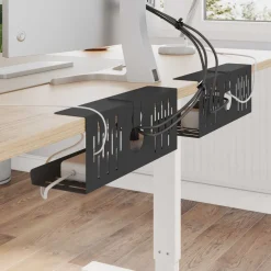 vidaXL Kabelgoot voor onder bureau 2 st Zwart 35 x 12 x 13 cm Staal