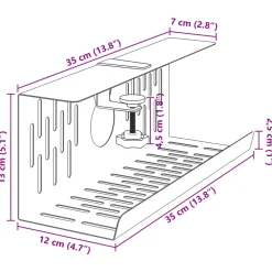 vidaXL Kabelgoot voor onder bureau 2 st Zwart 35 x 12 x 13 cm Staal