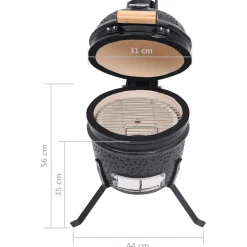 vidaXL Kamado barbecue 2-in-1 56 cm keramiek zwart