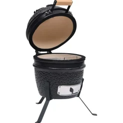 vidaXL Kamado barbecue 2-in-1 56 cm keramiek zwart