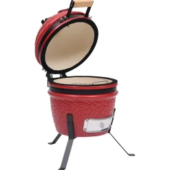 vidaXL Kamado barbecue 2-in-1 56 cm keramiek rood