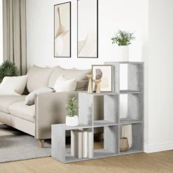vidaXL Kamerscherm / boekenkast 3-laags 99x29x99 cm hout betongrijs