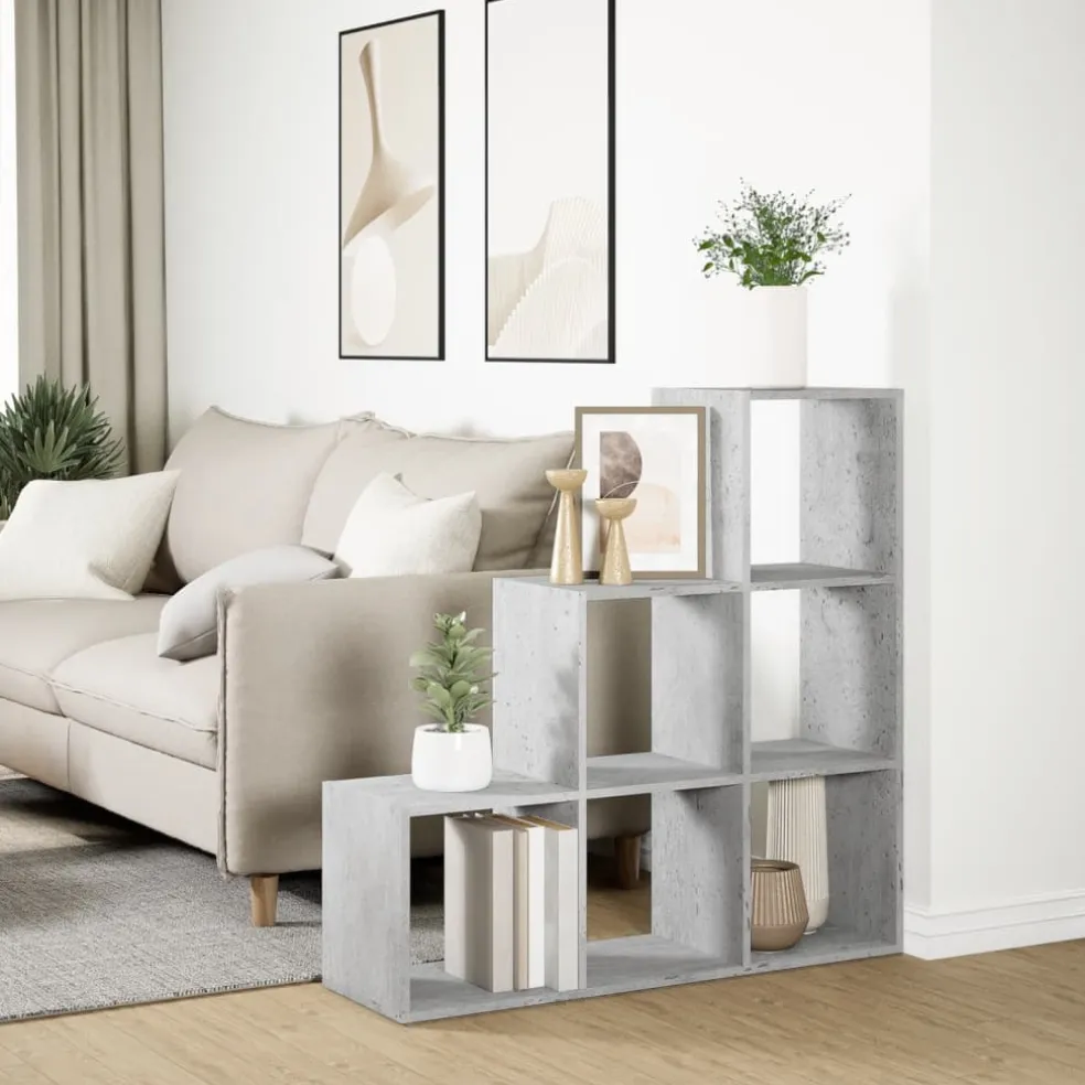 vidaXL Kamerscherm / boekenkast 3-laags 99x29x99 cm hout betongrijs