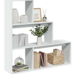 vidaXL Kamerscherm / boekenkast 3-laags 123x29x123 cm bewerkt hout wit