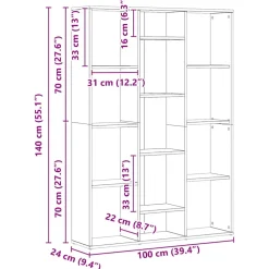 vidaXL Kamerscherm/boekenkast 100x24x140 cm bewerkt hout eikenkleurig