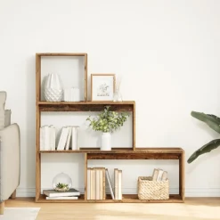 vidaXL Kamerscherm / boekenkast 3-laags 123x29x123 cm hout oud hout
