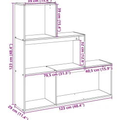 vidaXL Kamerscherm / boekenkast 3-laags 123x29x123 cm hout oud hout