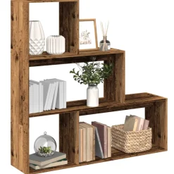 vidaXL Kamerscherm / boekenkast 3-laags 123x29x123 cm hout oud hout