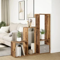 vidaXL Kamerscherm / boekenkast 3-laags 123x29x123 cm hout oud hout