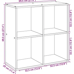 vidaXL Kamerscherm / boekenkast 69,5x29x69,5 cm hout artisanaal eiken
