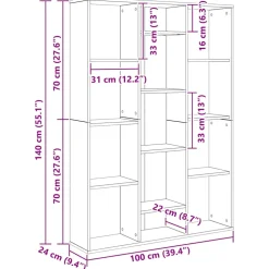 vidaXL Kamerscherm/boekenkast 100x24x140 cm bewerkt hout oud hout