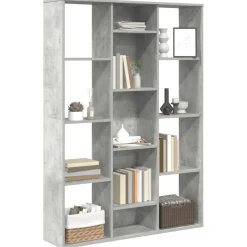 vidaXL Kamerscherm/boekenkast 100x24x140 cm bewerkt hout betongrijs