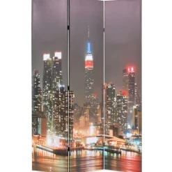 vidaXL Kamerscherm inklapbaar New York bij nacht 120x170 cm