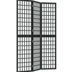 vidaXL Kamerscherm inklapbaar 3 panelen Japanse stijl 120x170 cm zwart