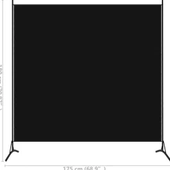 vidaXL Kamerscherm met 1 paneel 175x180 cm zwart